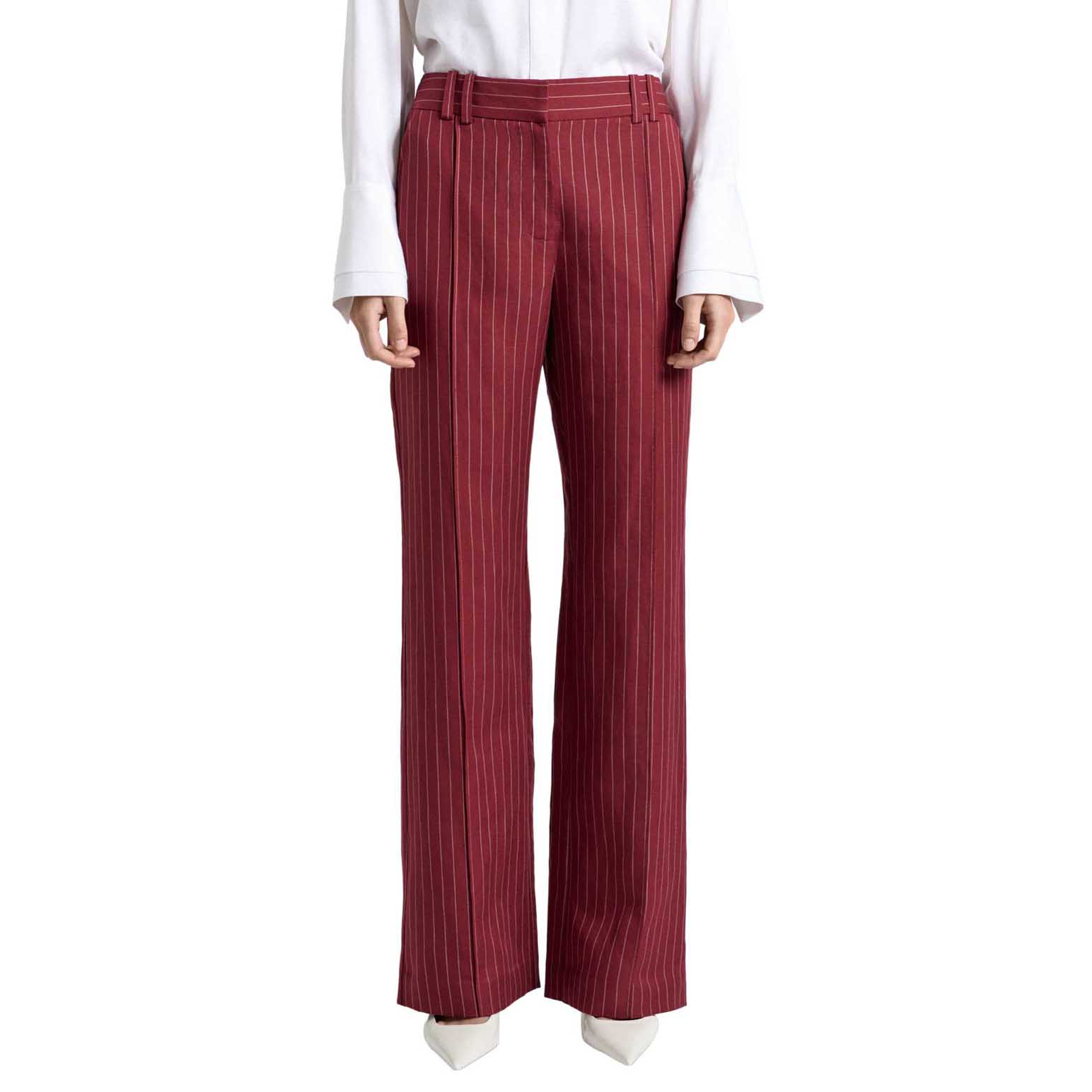 Cue Linen Blend Pinstripe Wide Leg Pant